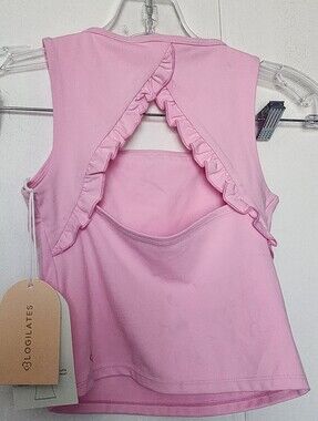Blogilates Girls Pink Ruffle Keyhole Active Top Sleeveless M 8 Mommy & Me NWT